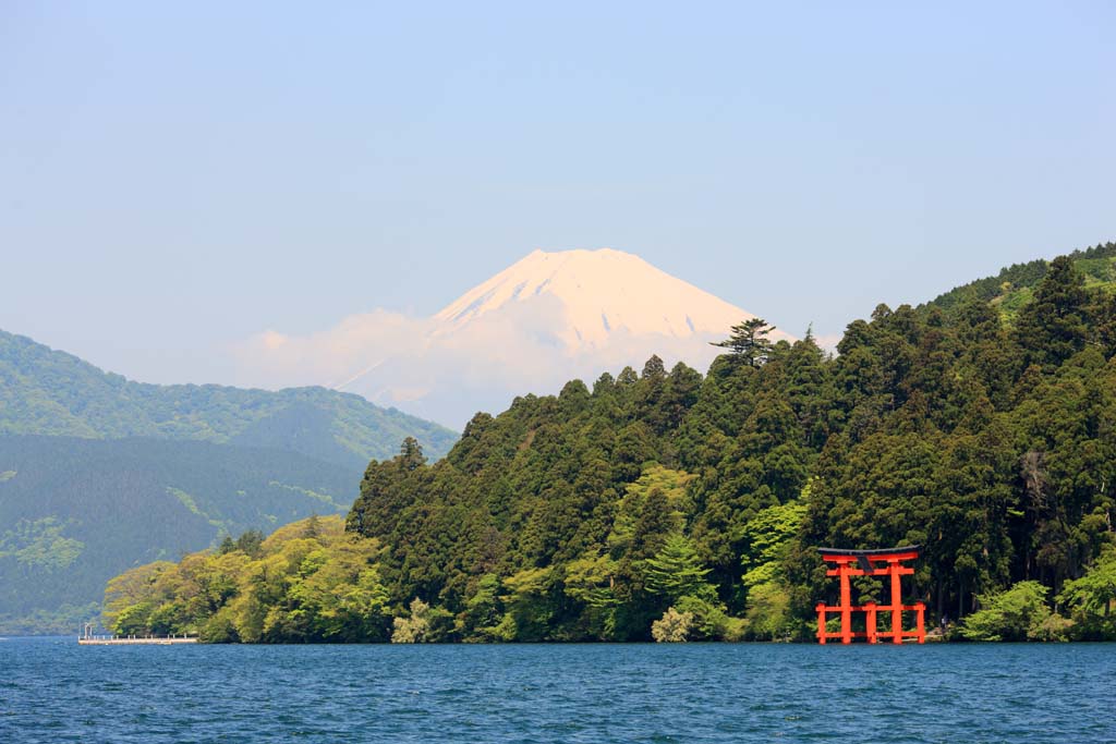 Foto, materiell, befreit, Landschaft, Bild, hat Foto auf Lager,Auf dem See Ashi und Mount Fuji, , , , 