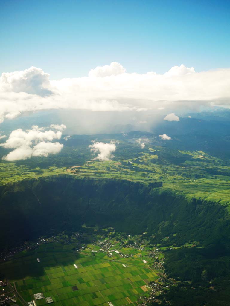 Foto, materieel, vrij, landschap, schilderstuk, bevoorraden foto,Aso caldera, , , , 