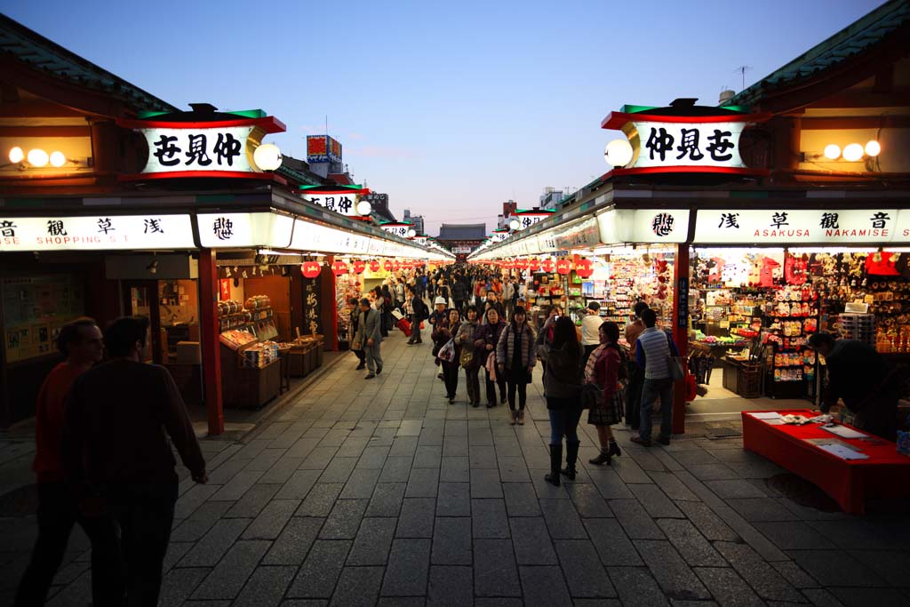 Foto, materiell, befreit, Landschaft, Bild, hat Foto auf Lager,Der Tempel Asakusa Kannon und die Einkaufsstrae Nakamise, , , , 