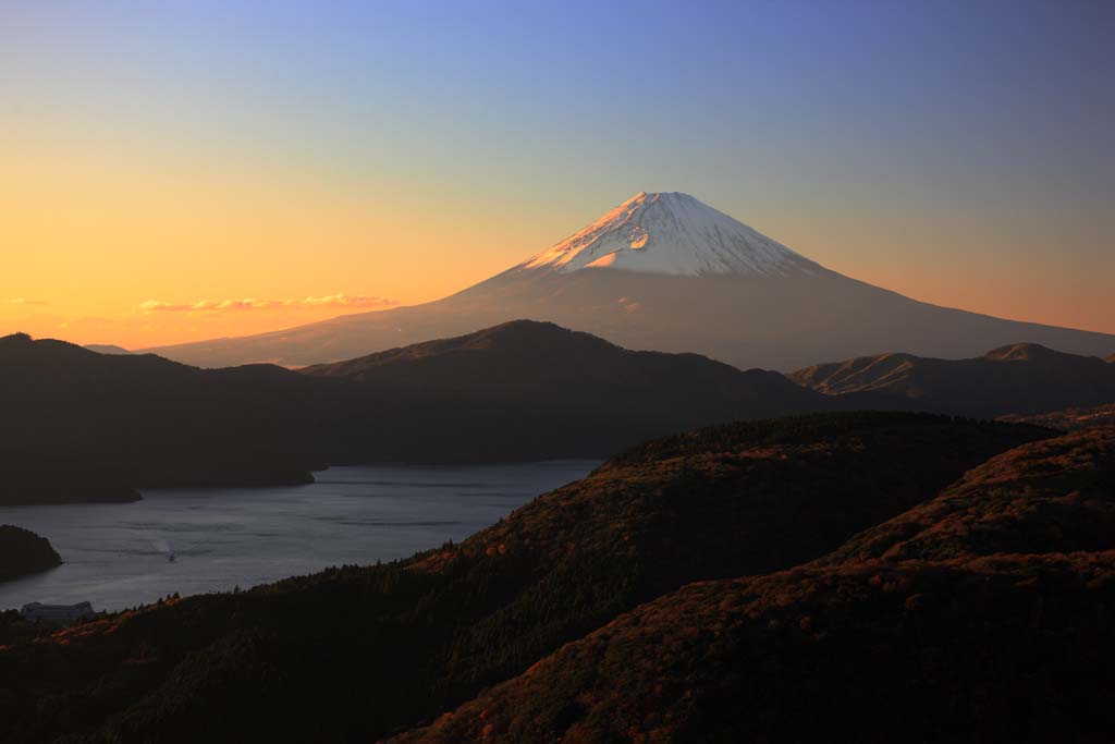 Foto, materiell, befreit, Landschaft, Bild, hat Foto auf Lager,Dmmerung in den Berg Fuji, , , , 