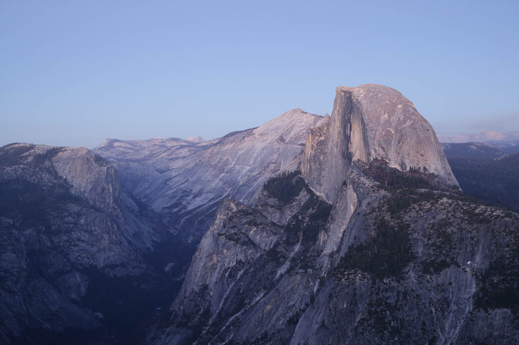 Foto, materieel, vrij, landschap, schilderstuk, bevoorraden foto,Schemering Half Dome, Bij donker, Granieten, Woud, Klif