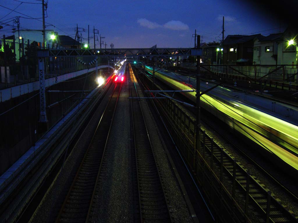 Foto, materieel, vrij, landschap, schilderstuk, bevoorraden foto,Sporen van de Shinkansen bullet train, , , , 