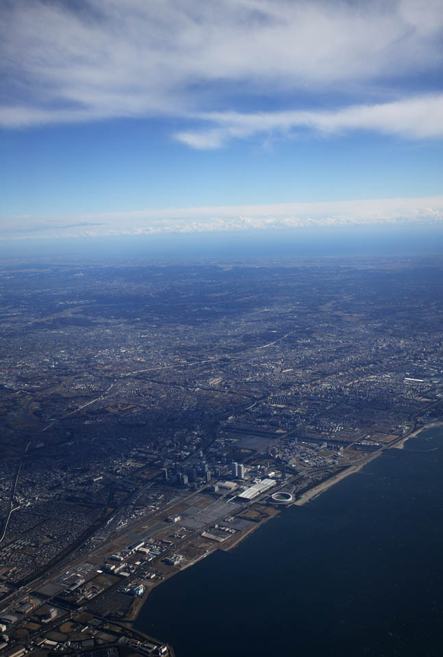 Foto, materiell, befreit, Landschaft, Bild, hat Foto auf Lager,Der Himmel von Chiba, Gebude, Stadt, Fabrik, blauer Himmel