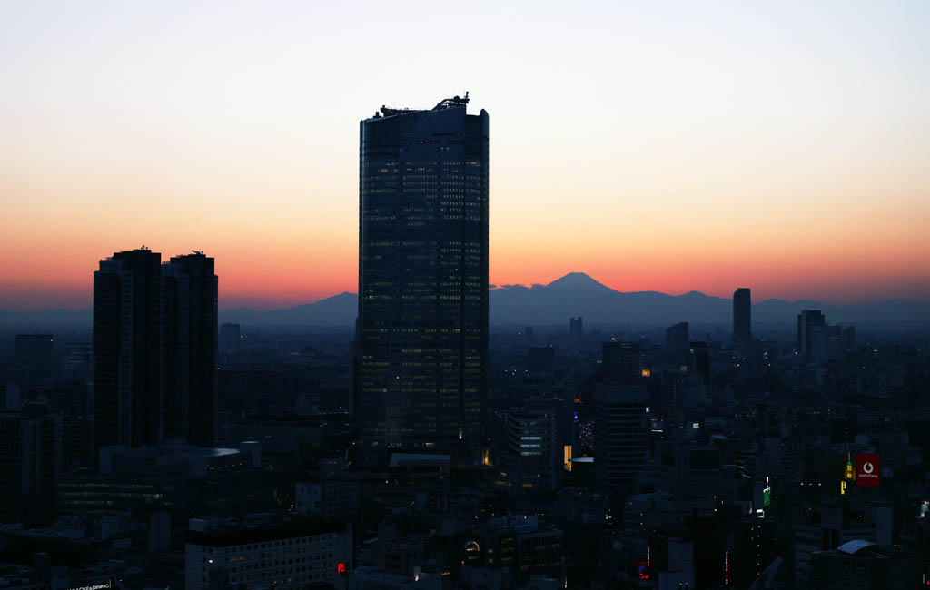 fotografia, material, livra, ajardine, imagine, proveja fotografia,Roppongi e crepsculo de Fuji, Mt. Fuji, Colinas de Roppongi, viso noturna, A escurido