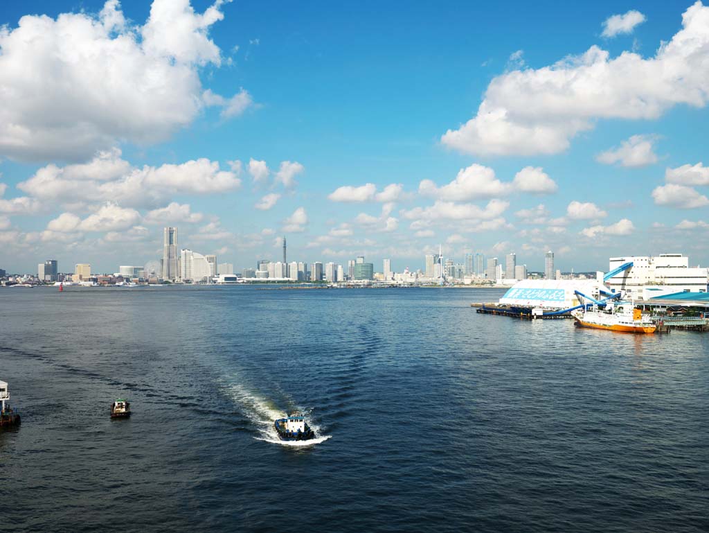 Foto, materieel, vrij, landschap, schilderstuk, bevoorraden foto,De haven van Yokohama., , , , 