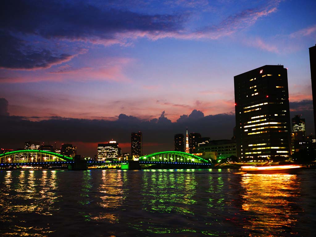 photo,material,free,landscape,picture,stock photo,Creative Commons,The Night of the Kachidoki Bridge, , , , 