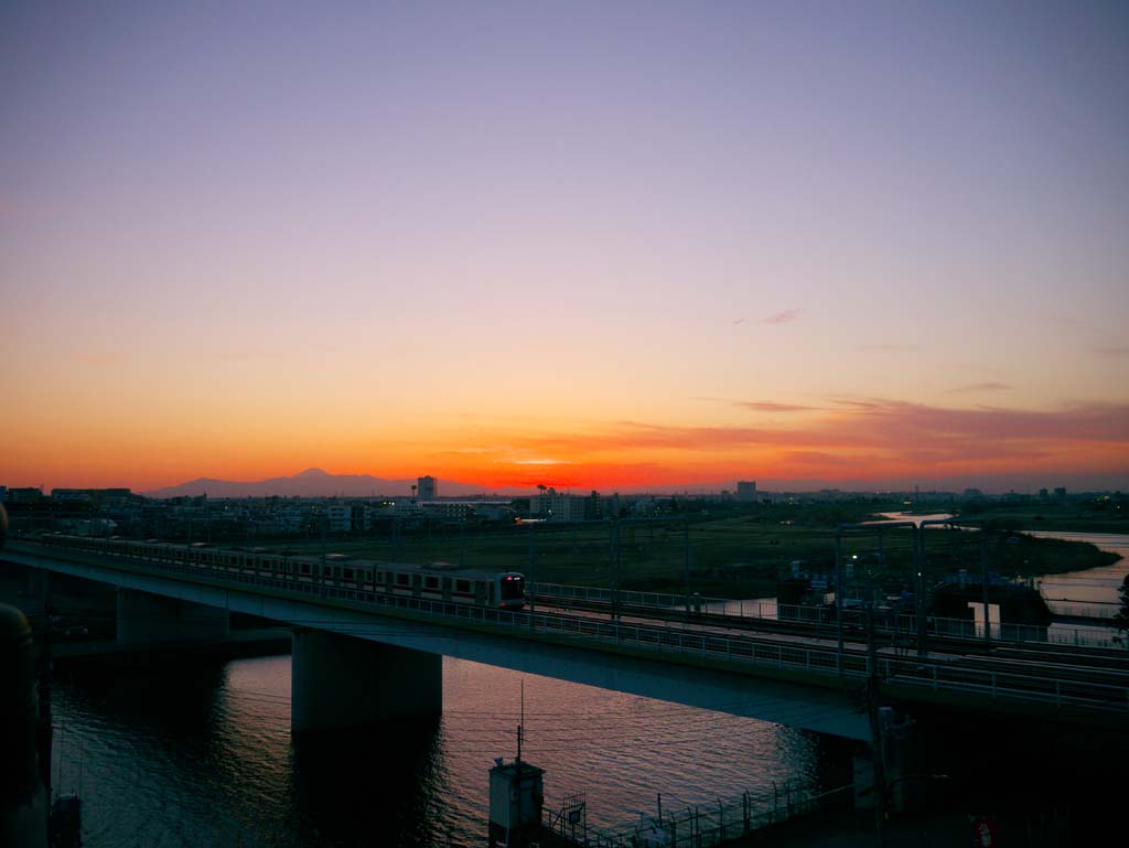 photo,material,free,landscape,picture,stock photo,Creative Commons,The Tamagawa dusk, , , , 