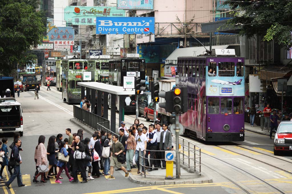 Foto, materieel, vrij, landschap, schilderstuk, bevoorraden foto,Hong Kong Tram, , , , 