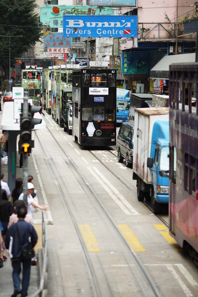 Foto, materiell, befreit, Landschaft, Bild, hat Foto auf Lager,Hong Kong Tram, , , , 