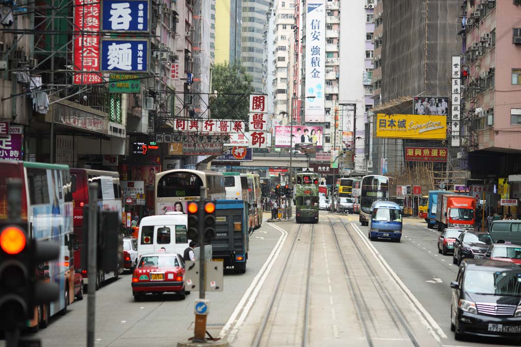 Foto, materieel, vrij, landschap, schilderstuk, bevoorraden foto,Hong Kong Tram, , , , 