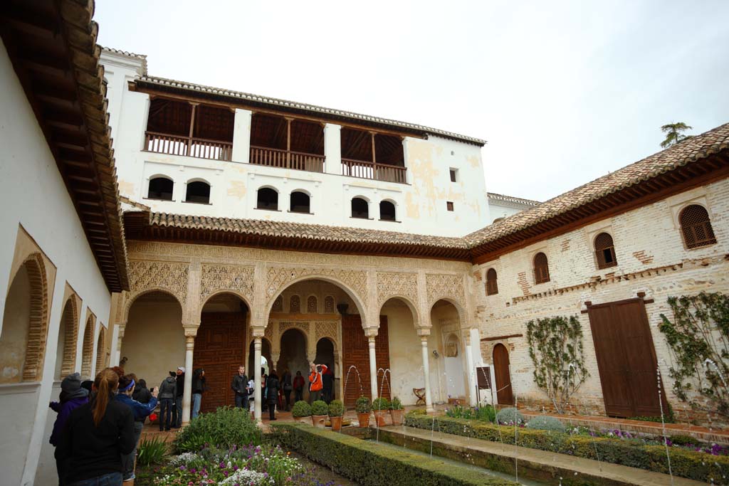 fotografia, materiale, libero il panorama, dipinga, fotografia di scorta,Il Generalife di analisi inferiore del cortile, , , , 