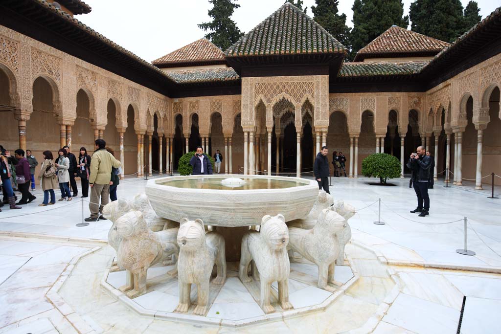 Foto, materieel, vrij, landschap, schilderstuk, bevoorraden foto,Alhambra Lion patio, , , , 