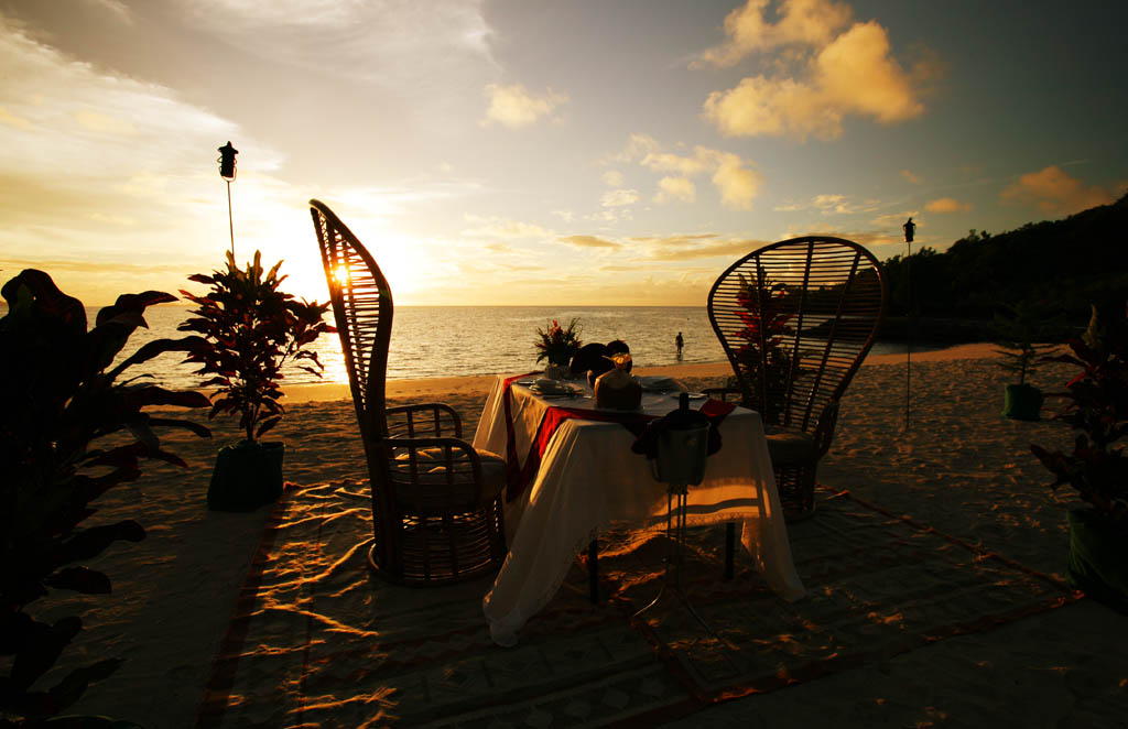 fotografia, materiale, libero il panorama, dipinga, fotografia di scorta,Cena di tramonto, tavola, spiaggia sabbiosa, Il sole di setting, La spiaggia