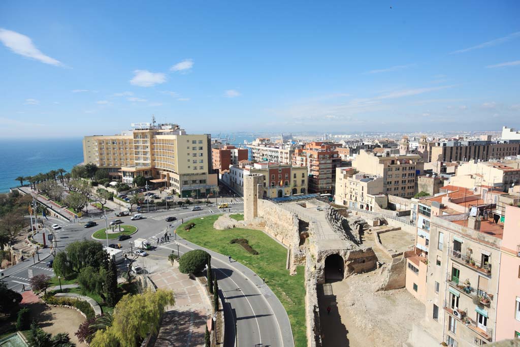 Foto, materieel, vrij, landschap, schilderstuk, bevoorraden foto,Panoramisch uitzicht van Tarragona, , , , 