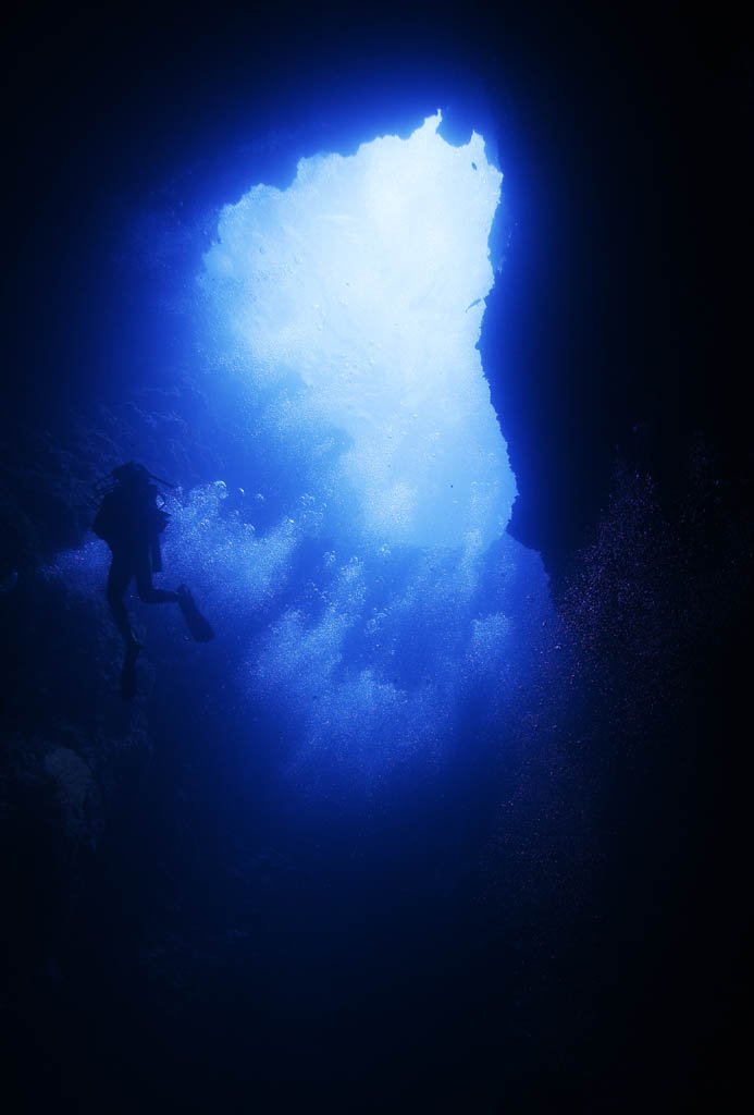 fotografia, materiale, libero il panorama, dipinga, fotografia di scorta,Barlume di una sala blu, caverna, TUFFANDOSI, Il mare, fotografia subacquea