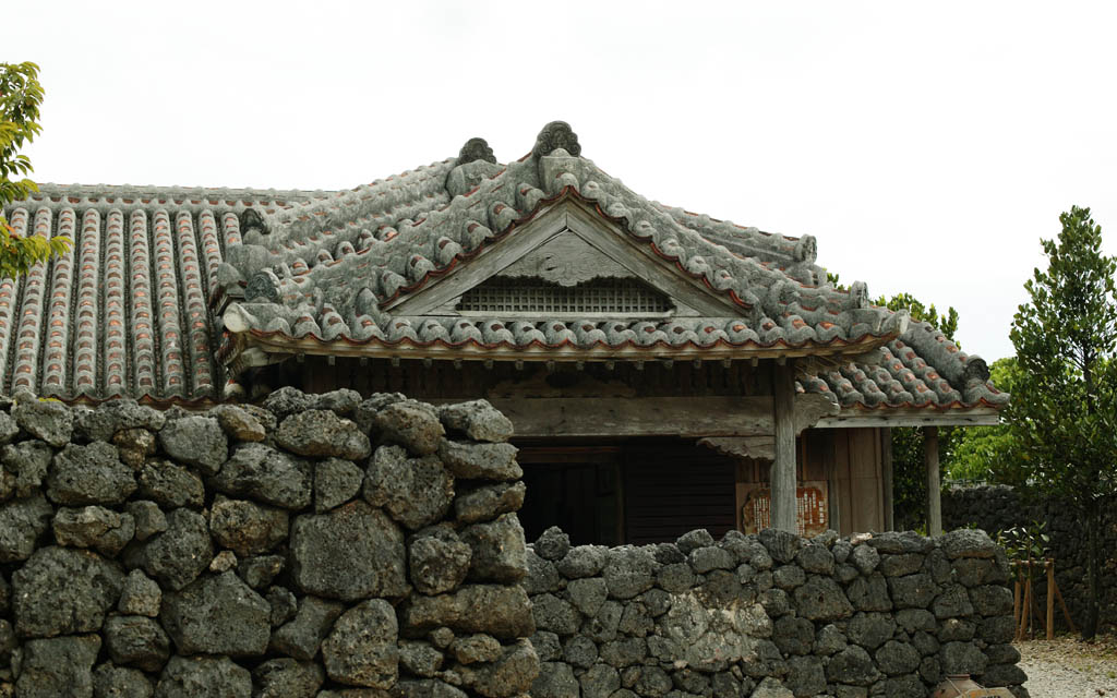 Foto, materieel, vrij, landschap, schilderstuk, bevoorraden foto,Een particulier huis van Yaeyama, Ishigaki, Yaeyama, Dak, De toegang