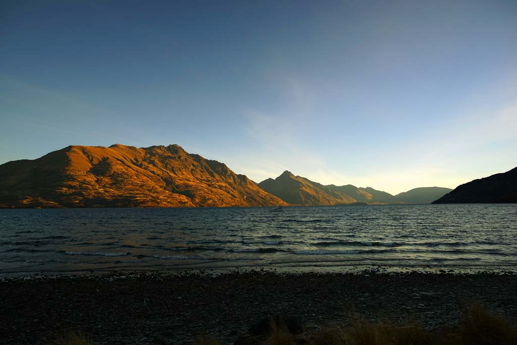 Foto, materieel, vrij, landschap, schilderstuk, bevoorraden foto,Lake Wakatipu, , , , 