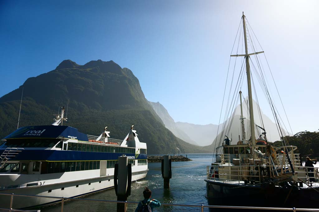 Foto, materieel, vrij, landschap, schilderstuk, bevoorraden foto,Milford Sound, , , , 