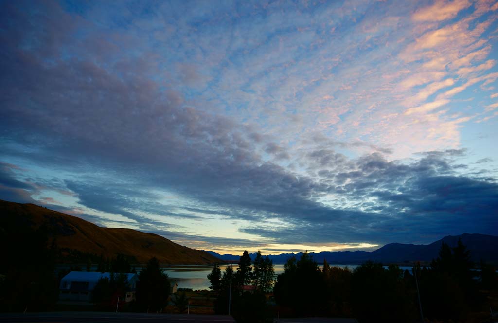 foto,tela,gratis,paisaje,fotografa,idea,Tekapo del anochecer, , , , 