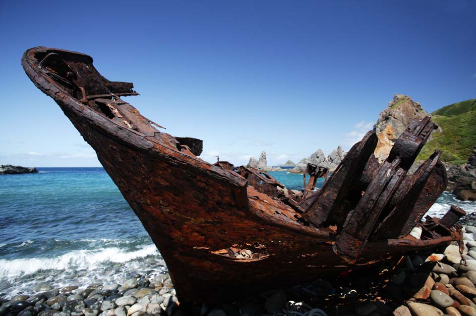 fotografia, material, livra, ajardine, imagine, proveja fotografia,Morto em um lugar sagrado, Encalhando, navio, Ferrugem, navio esmagado