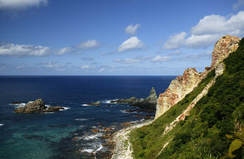 photo,material,free,landscape,picture,stock photo,Creative Commons,Island Takeshi will Coast of a superb view, cliff, The shore, rock, wave