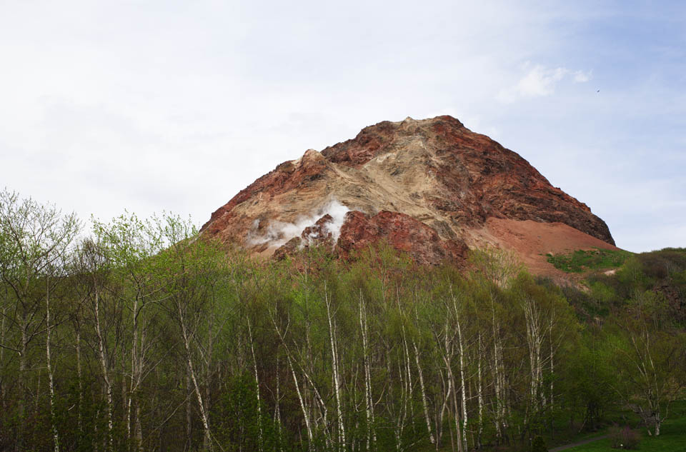 Foto, materiell, befreit, Landschaft, Bild, hat Foto auf Lager,Mt. Showa Schienbein-zan, Mt. ShowShin-zan, Ausbruch, aktiver Vulkan, Bave-Stein