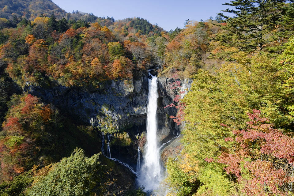 photo, la matire, libre, amnage, dcrivez, photo de la rserve,La lumire du soleil chutes Kegon, chute d'eau, rable, ciel bleu, Bave balancent