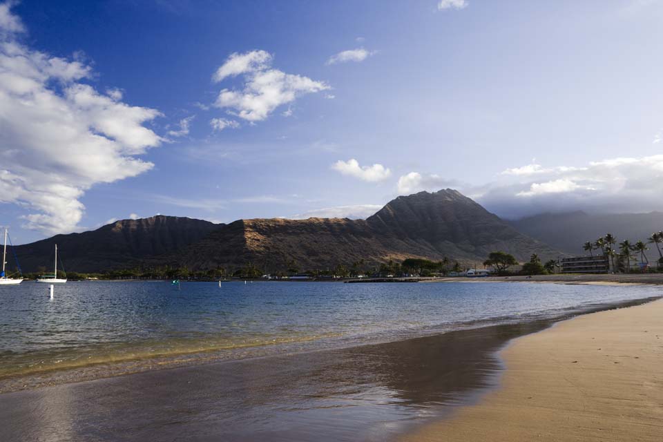 photo,material,free,landscape,picture,stock photo,Creative Commons,Harbor Beach of morning, sandy beach, kayak, mountain, beach