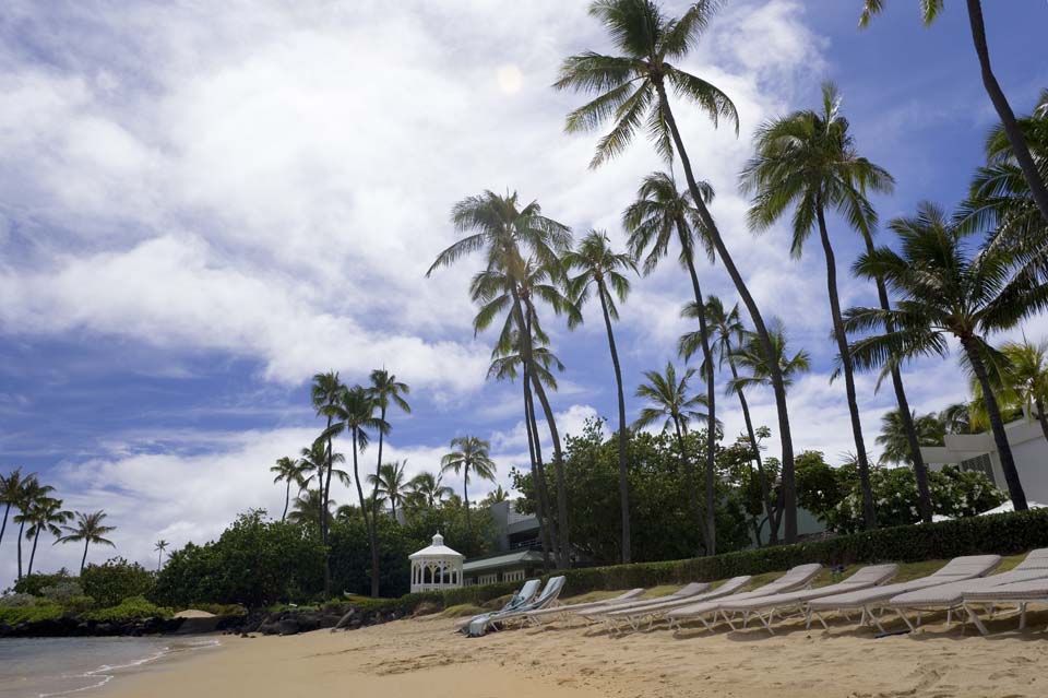 Foto, materiell, befreit, Landschaft, Bild, hat Foto auf Lager,Ein hawaiianischer Strand, Strand, sandiger Strand, blauer Himmel, Lasi