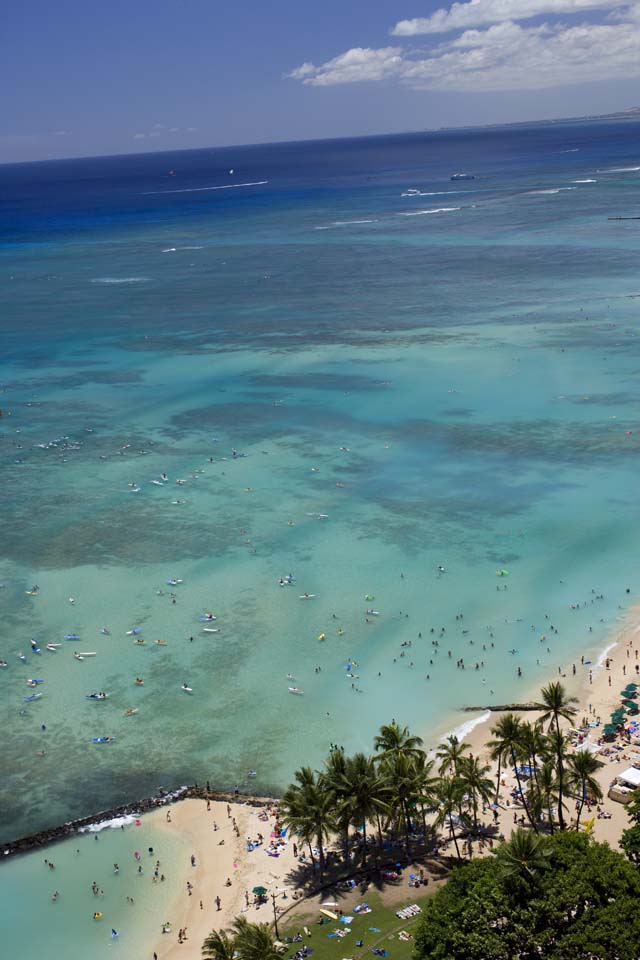 Foto, materieel, vrij, landschap, schilderstuk, bevoorraden foto,Waikiki blauw, Strand, Zandstrand, Blauwe lucht, Sebathing