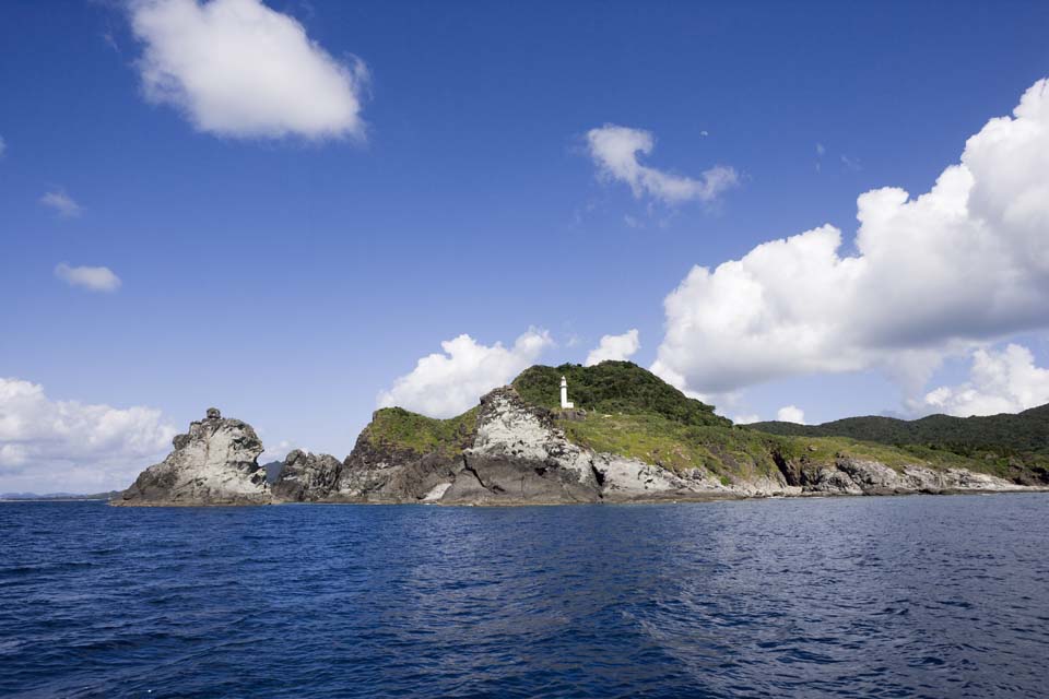 fotografia, materiale, libero il panorama, dipinga, fotografia di scorta,Faro di Kanzaki, montagna rocciosa, faro, cielo blu, Il mare