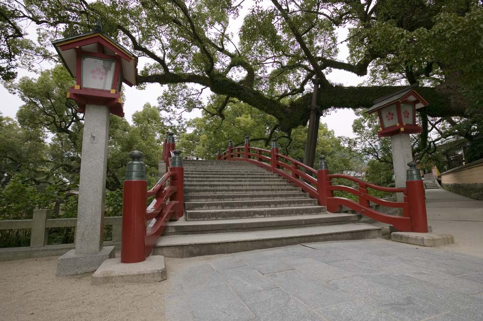 Foto, materiell, befreit, Landschaft, Bild, hat Foto auf Lager,Temma, Dazaifu-Schrein, Brcke, Weg, Treppe, Gelnder