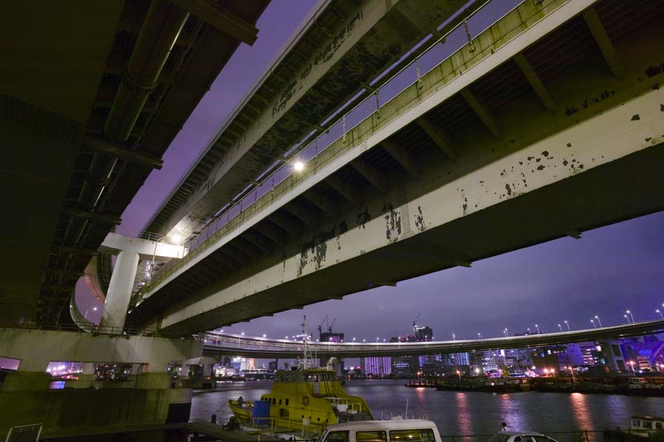 fotografia, material, livra, ajardine, imagine, proveja fotografia,A noite de uma ponte de volta, O litoral, ponte, iluminao de rua, navio