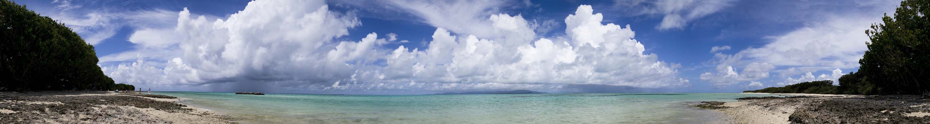 photo,material,free,landscape,picture,stock photo,Creative Commons,Beach whole view of sand of a star, panorama, cloud, blue sky, Emerald green