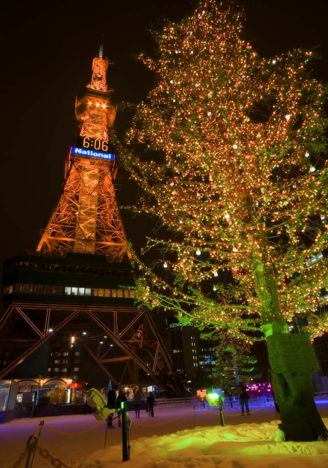 fotografia, materiale, libero il panorama, dipinga, fotografia di scorta,La notte di un parco stradale e principale, Luminarie, torre di onda elettrica, parco, luce