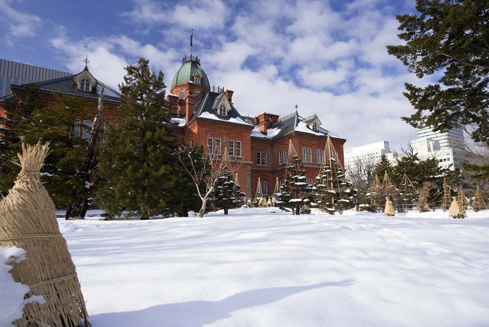 Foto, materiell, befreit, Landschaft, Bild, hat Foto auf Lager,Ehemalige Hokkaido-Agentur, Backstein, , Urbarmachung, Es ist schneebedeckt