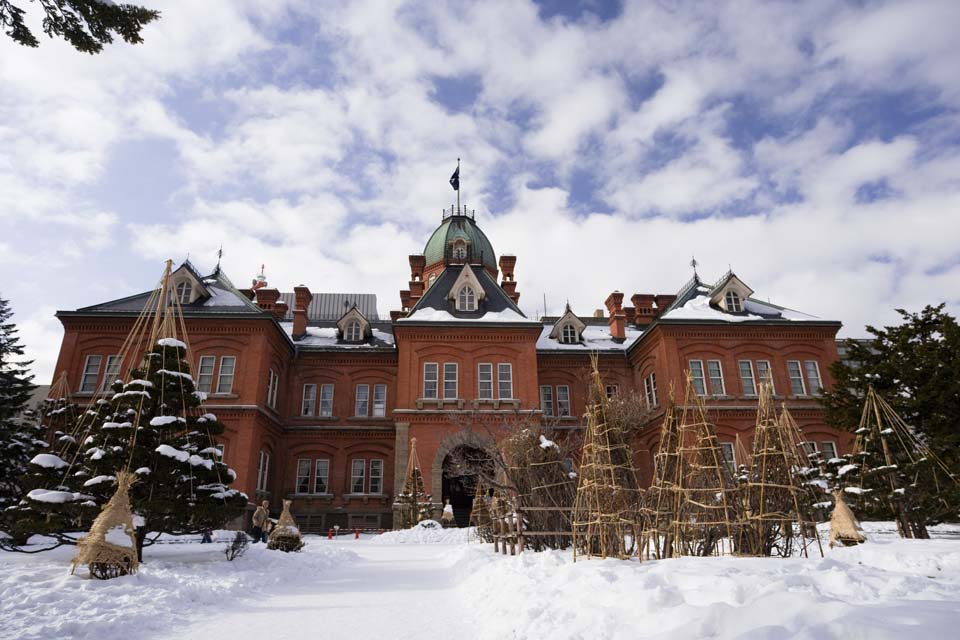 Foto, materiell, befreit, Landschaft, Bild, hat Foto auf Lager,Ehemalige Hokkaido-Agentur, Backstein, , Urbarmachung, Es ist schneebedeckt