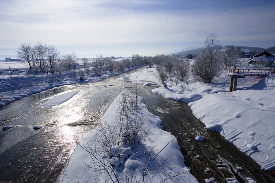 photo, la matire, libre, amnage, dcrivez, photo de la rserve,La rivire qui peut tre gele, rivire, Eau, champ neigeux, C'est neigeux