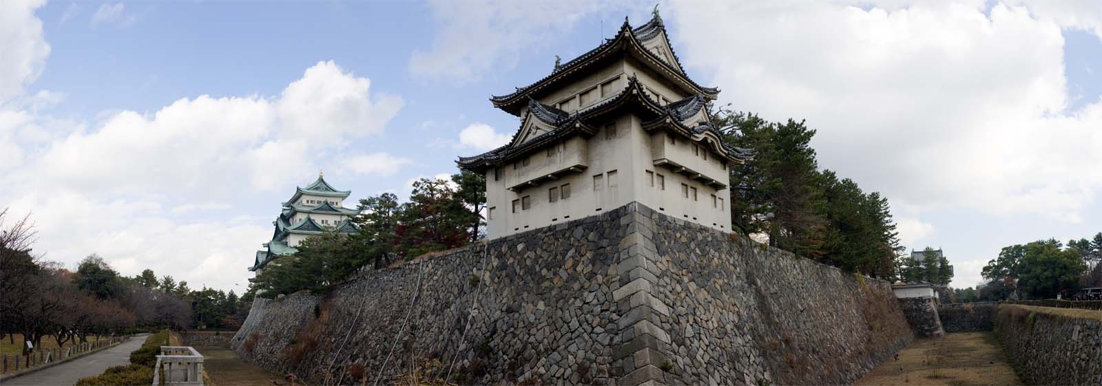 Foto, materiell, befreit, Landschaft, Bild, hat Foto auf Lager,Nagoya-jo Burg, Mrderwalspitze, Burg, Der Burgturm, Ishigaki