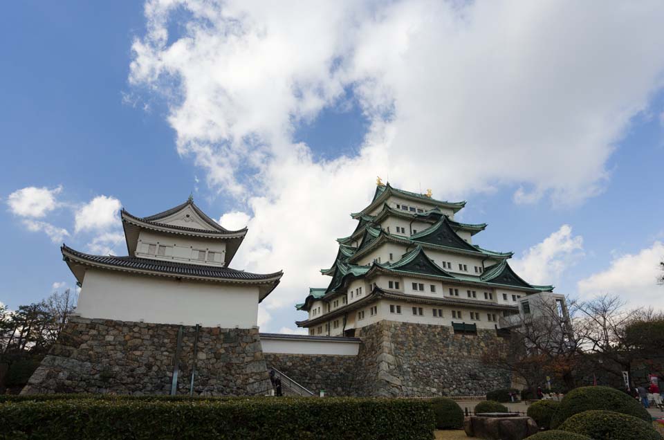 fotografia, material, livra, ajardine, imagine, proveja fotografia,Nagoya-jo Castelo, pique de baleia assassina, castelo, A torre de castelo, Ishigaki