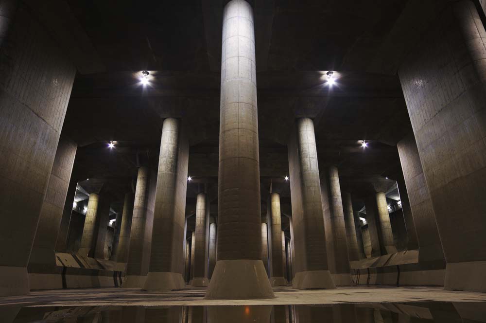 photo,material,free,landscape,picture,stock photo,Creative Commons,A huge underground shrine, Concrete, pillar, reservoir, basement