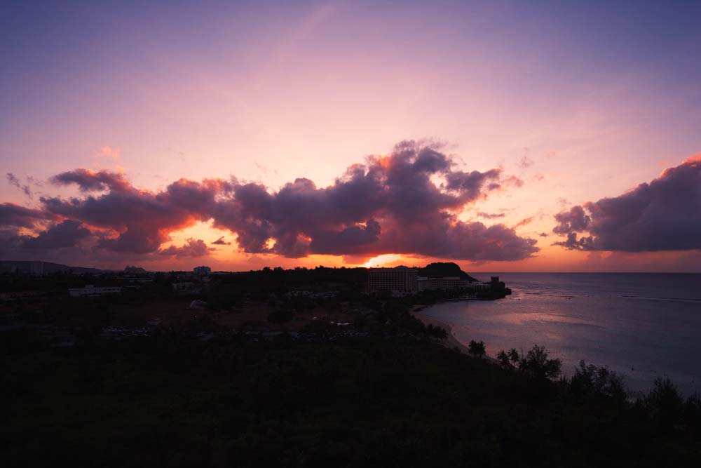 Foto, materieel, vrij, landschap, schilderstuk, bevoorraden foto,Schemering van Guam, Zuiden eiland, Vakantieoord, Bij donker, Wolk