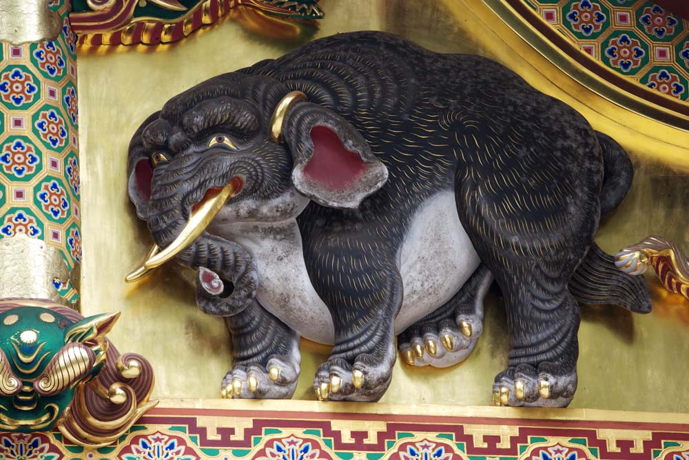 photo,material,free,landscape,picture,stock photo,Creative Commons,An elephant of imagination of Tosho-gu Shrine, An elephant of imagination, Gold leaf, An animal, 