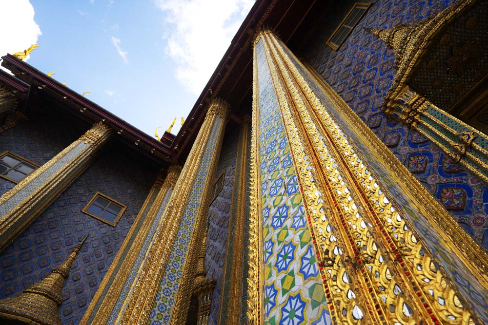 Foto, materieel, vrij, landschap, schilderstuk, bevoorraden foto,Een colonne van koninklijke Pantheon, Goud, Boeddha, Tempel van de Smaragd Boeddha, Bezoekende touristenplaats