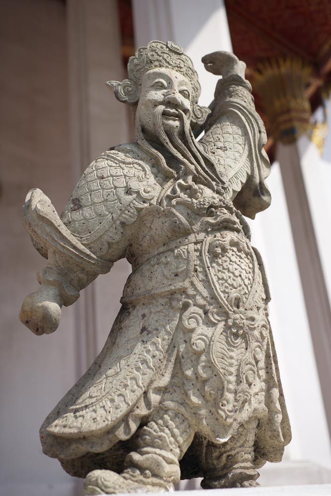 Foto, materiell, befreit, Landschaft, Bild, hat Foto auf Lager,Eine Steinstatue von Wat Suthat, Tempel, Buddhistisches Bild, steinigen Sie Statue, Bangkok