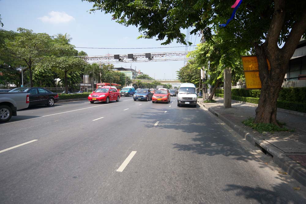 Foto, materieel, vrij, landschap, schilderstuk, bevoorraden foto,Bangkok straat, Auto, Motorfiets, Straat, Asfaltbitumen