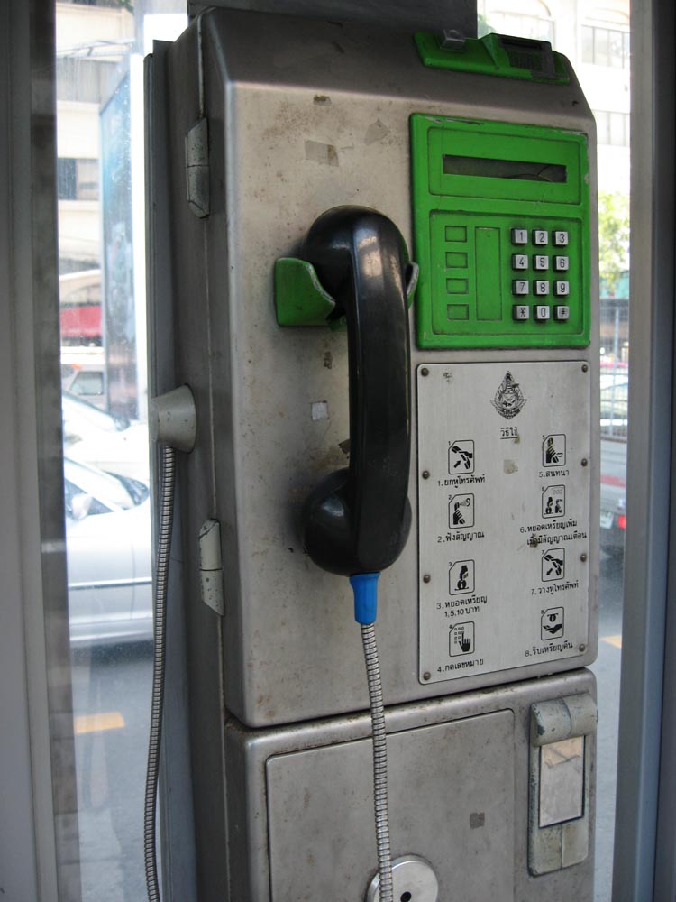 Foto, materieel, vrij, landschap, schilderstuk, bevoorraden foto,EEN Thailander publiek telefoneren, Publieke telefoon, Ontvanger, Koord, Groen