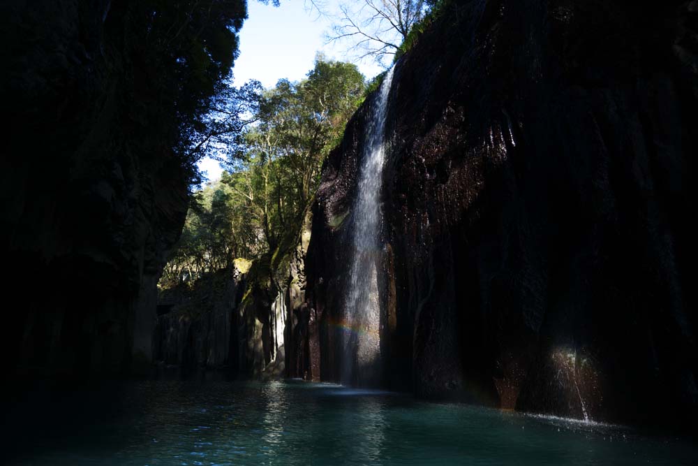 fotografia, materiale, libero il panorama, dipinga, fotografia di scorta,Takachiho-kyo ingozza, Ravina, Backlight, rupe, naturale monumento