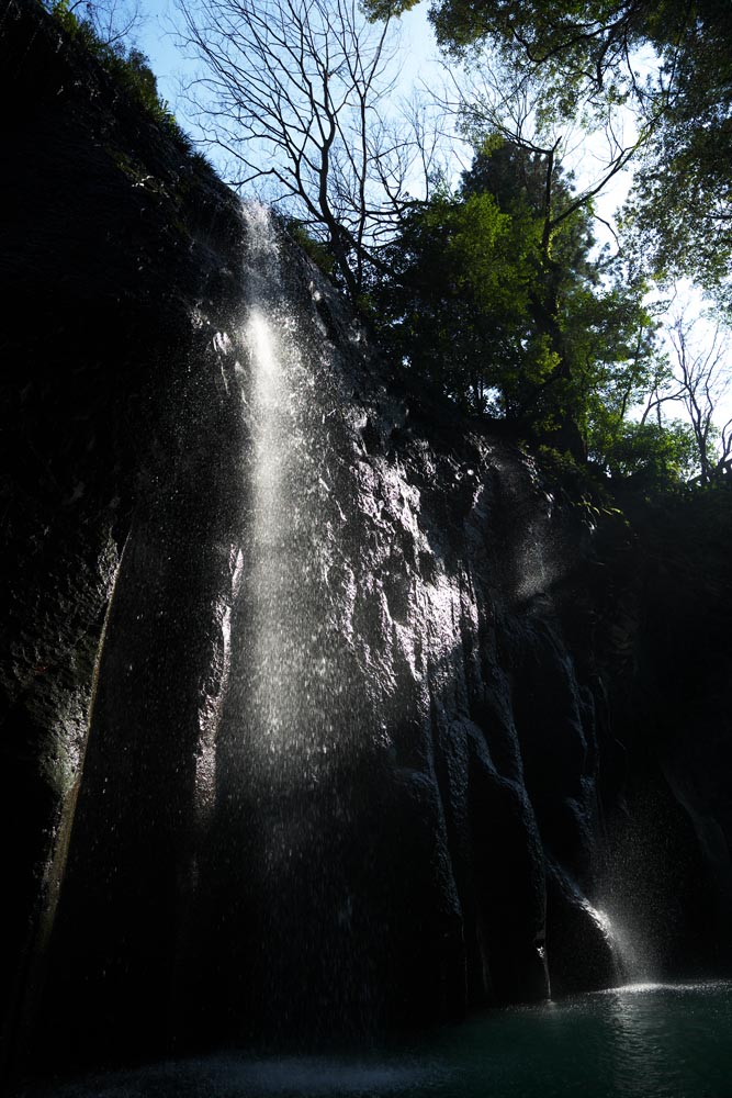 Foto, materieel, vrij, landschap, schilderstuk, bevoorraden foto,Een waterfall van Takachiho-kyo Bergkloof, Ravijn, Tegenlicht, Klif, Vanzelfsprekende monument