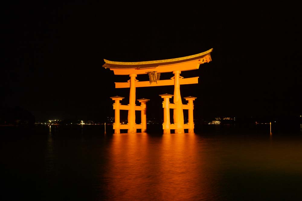 photo,material,free,landscape,picture,stock photo,Creative Commons,The night of Otorii, World's cultural heritage, Otorii, Shinto shrine, I am cinnabar red